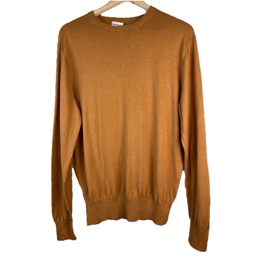 Spier & MacKay Knitwear Men's L Carmel Brown Cotton Silk Blend Pullover Sweater